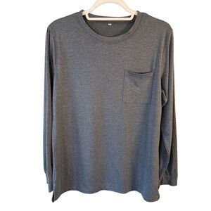 Men's Gray Long Sleeve Shirt Size M Casual Neutral Minimalist Everyday Basic